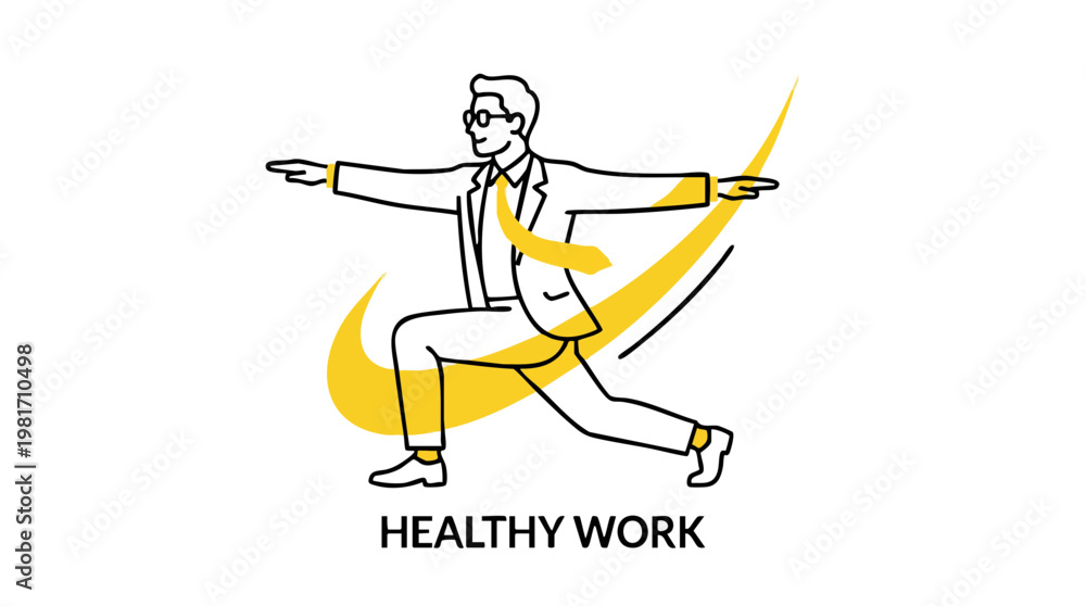 Fototapeta premium Businessman doing yoga and stretching for healthy work balance
