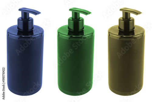 Plastic bottle for detergent cleaning agent iIsolated on white background. Plastic bottle isolated with clipping path