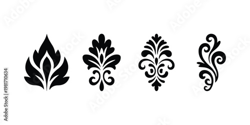 Set of Ornate Floral Swirls and Decorative Flourishes