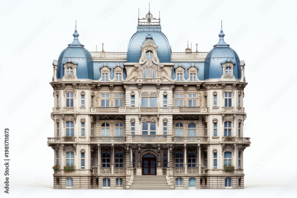 Fototapeta premium Art nouveau residential building architecture house city.