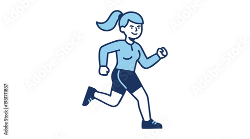 Vector Illustration of a Determined Woman Jogging in Athletic Wear