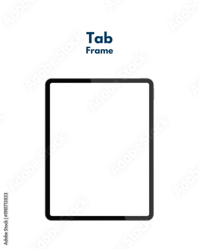 Black Tablet Mockup Isolated on White – Blank Screen iPad Pro Template, Modern Slim Bezel Device, App UI UX Presentation, Realistic Digital Technology Gadget Display Design Showcase