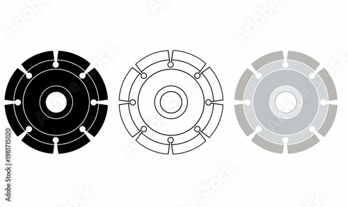 vector illustratiom Diamond disc. outline,silhouette and grey color style.icon set 