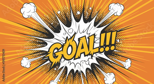 Comic Book Style "Goal!!!" Explosion with Rays and Smoke