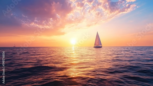 Sailboat sunset seascape
