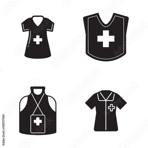 Medical uniforms with crosses  doctor nurse clothing  hospital scrubs and vests