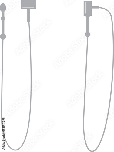 商品タグなどについているプラスチックの留め具の装着前と装着後のセットイラスト