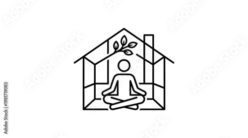 Meditation and Inner Peace Symbol in House Frame