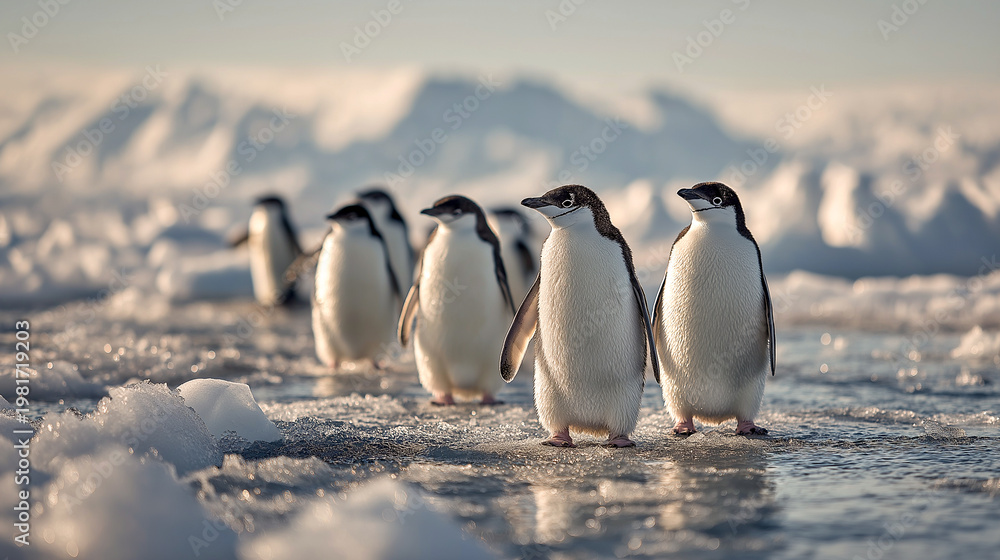 Fototapeta premium penguin in the snow