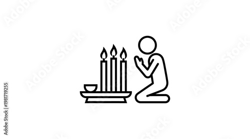Icon of a Person Praying with Candles