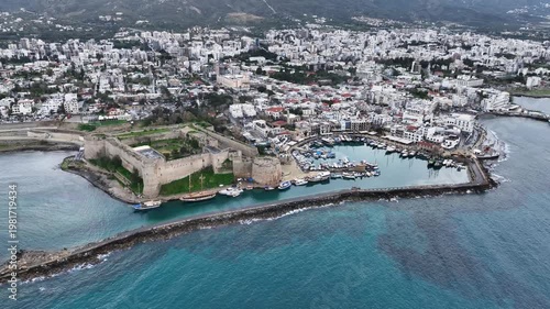 Girne (Kyrenia), a beautiful view of Girne Bay in Northern Cyprus.