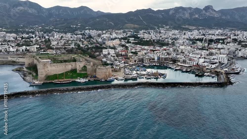 Girne (Kyrenia), a beautiful view of Girne Bay in Northern Cyprus.