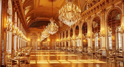 Gold Ballroom interior. Ai art