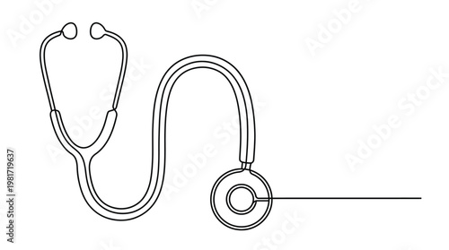 Hand drawn stethoscope illustration a medical tool for auscultation and health monitoring