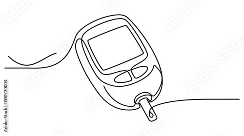 Simple line drawing of a vintage mobile phone with a cord and keyring attachment