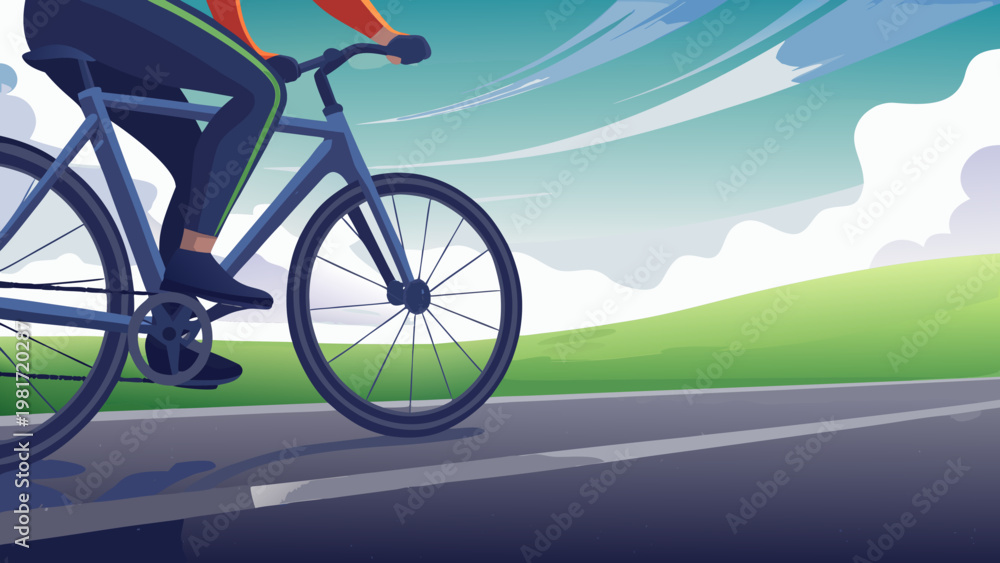 Fototapeta premium Cycling Outdoor Exercise Scene Vector Illustratio