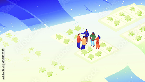 Community Garden Meeting Scene Vector Illustratio