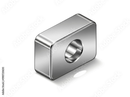 Rectangular Metal Block with a Circular Hole.