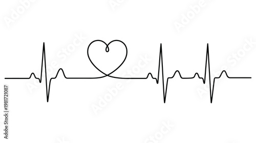 Heartbeat with a heart shape a symbolic representation of love and life's vital rhythm
