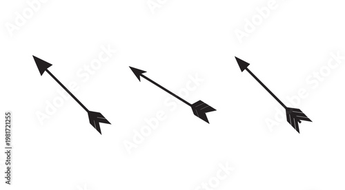 Three black arrows pointing different directions on white background  no background