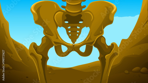 Pelvis Bone Anatomy Scene Vector Illustration of