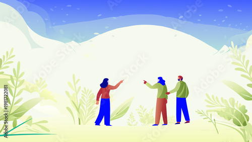 Sharing Gardening Tips Scene Vector Illustration