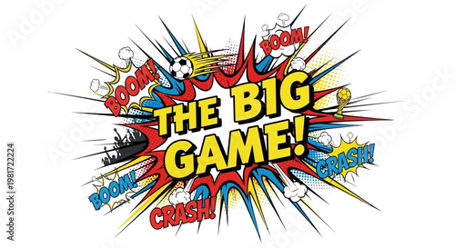 The Big Game! Soccer Ball Explosion Comic Style