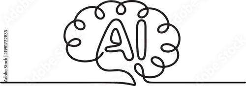 Creative depiction of artificial intelligence using a brain and ai letters