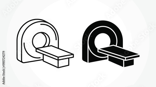 Medical imaging technology two line art depictions of magnetic resonance imaging mri machines