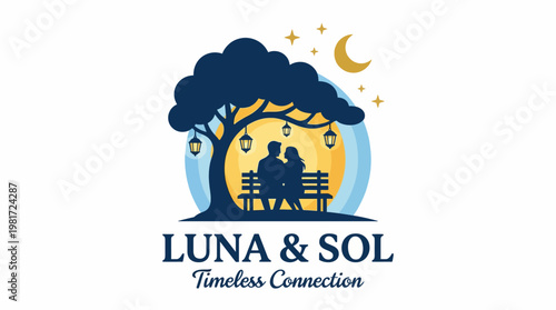 An artistic representation of a romantic couple sitting under a tree, symbolizing love, connection, and tranquility in a beautiful serene environment.
