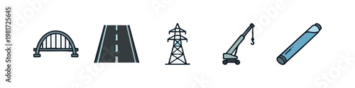 Urban Infrastructure Civil Engineering and Construction Icons