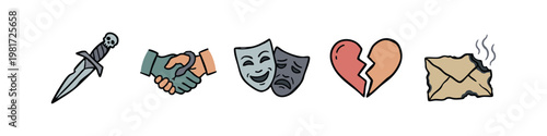 Drama Betrayal and Mystery Concept Symbolic Icons