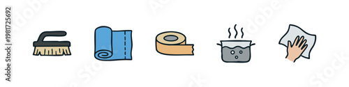 Household Maintenance and Deep Cleaning Icons Set
