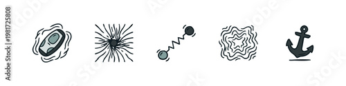 Abstract Motion and Energy Effects Hand Drawn Colorful Sketch Icons