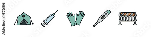 Medical Emergency, Field Hospital, and Healthcare Icons