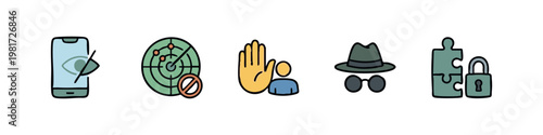 Mobile Privacy, Incognito Mode, and Data Security Icons