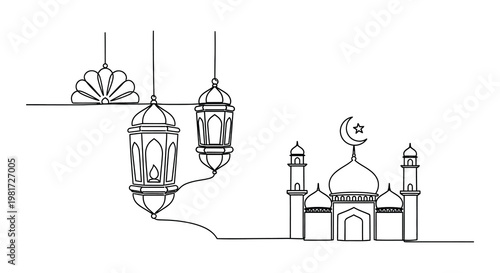 Ramadan illustrations depict iftar meals mosques and community gatherings