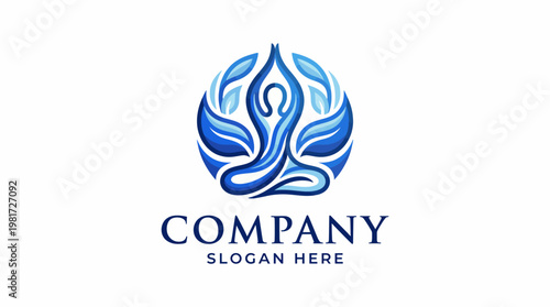 A serene abstract logo featuring a meditative figure within flowing shapes, symbolizing peace, relaxation, and the importance of mindfulness in today's fast-paced world.