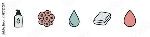 Cosmetic Ingredients and Spa Accessory Icons