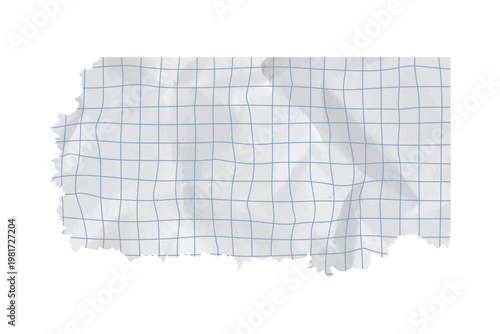 Paper piece rip for background torn square grid and school education collage vector. Isolated scrapbook blue for letter old template and illustration copybook checkered. Paper texture notebook.