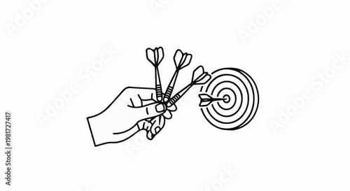 Hand holding darts aiming at a target