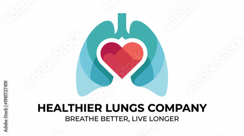 This logo represents healthier lungs with a heart symbol, emphasizing the importance of respiratory health and emotional wellbeing, suitable for health-focused brands.