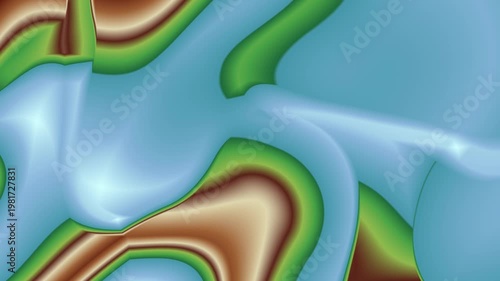 Topographic Terrain Cerulean Blue River Flow Stylized Alpine Valley Contours Nature Liquid Map Art