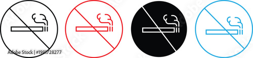 Burning cigarette icon with smoke lines representing smoking activity nicotine addiction and health warning concept and negation of smoking isolated on transparent background.