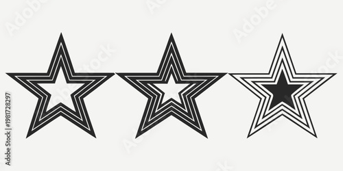 Black and white star with layered lines