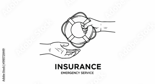Hand passing a life preserver to another hand, symbolizing insurance