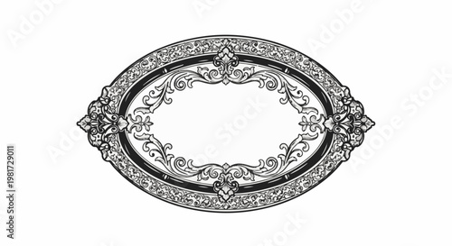 Elaborate oval ornamental frame with intricate swirling floral elements