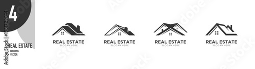 Modern Roof House Logo Collection – Real Estate Property Vector Icon Set