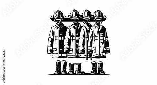 Firefighter uniforms and boots are ready for action