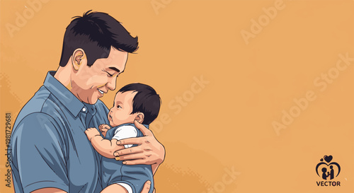 Father lovingly holding his infant baby close, tender moment shared